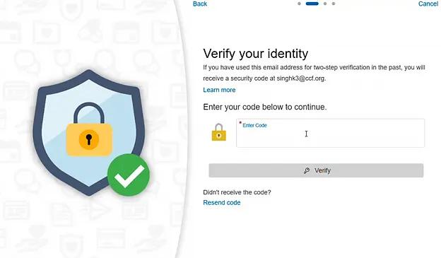 MyChart: Verify your identity