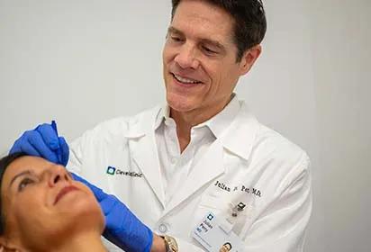 Patient being prepped for a cosmetic eye procedure