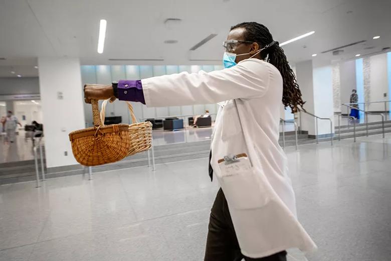 Minister walking in lobby