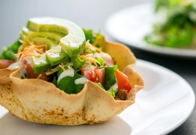 Beef taco salad with avocado