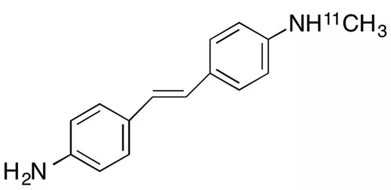 Molecular structure of Myelivid ([N-methyl-11C]-4,4′-diaminostilbene, MeDAS)
