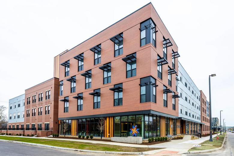 Exterior of Aura at Innovation Square apartments