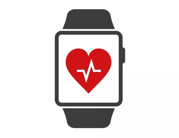 Smart watch with Heart rate icon on screen, vector illustration, isolate on white background