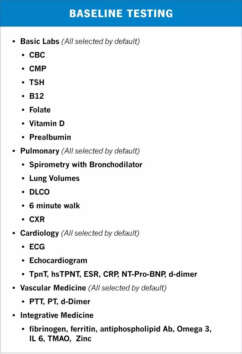 Baseline testing for reCOVer Clinic