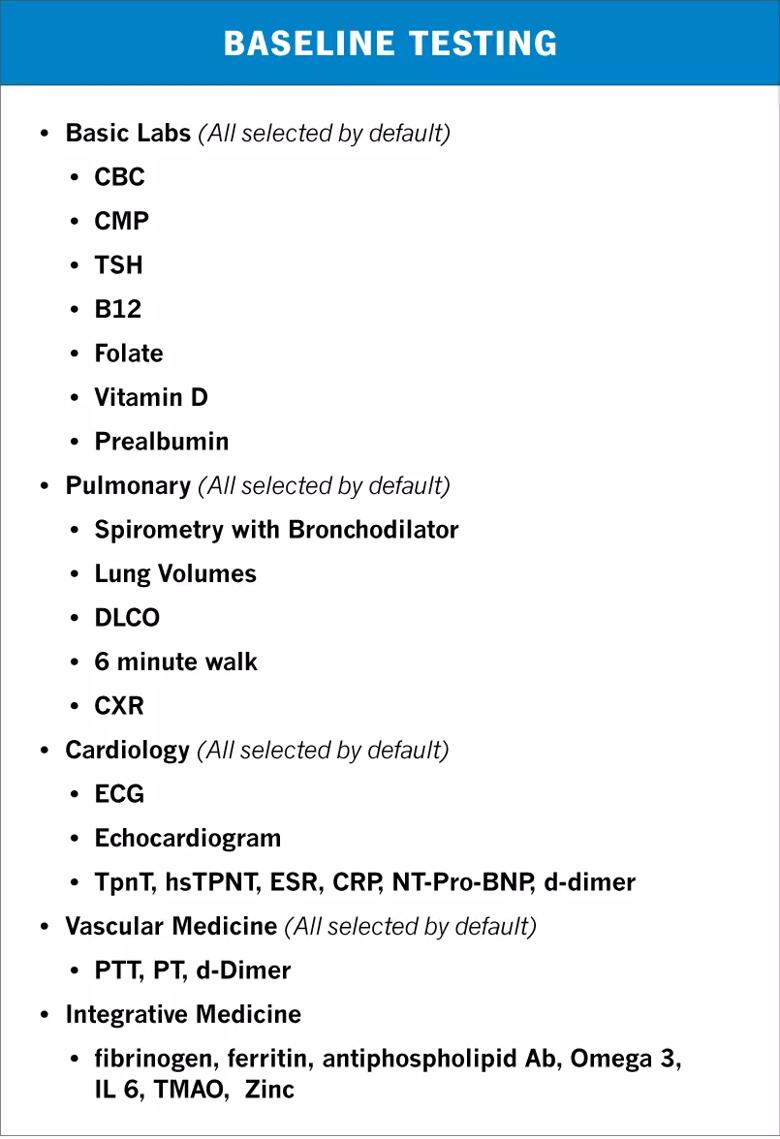 Baseline testing for reCOVer Clinic