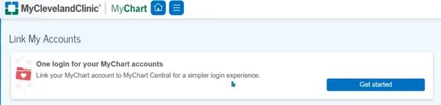 Screenshot of MyChart link my accounts page