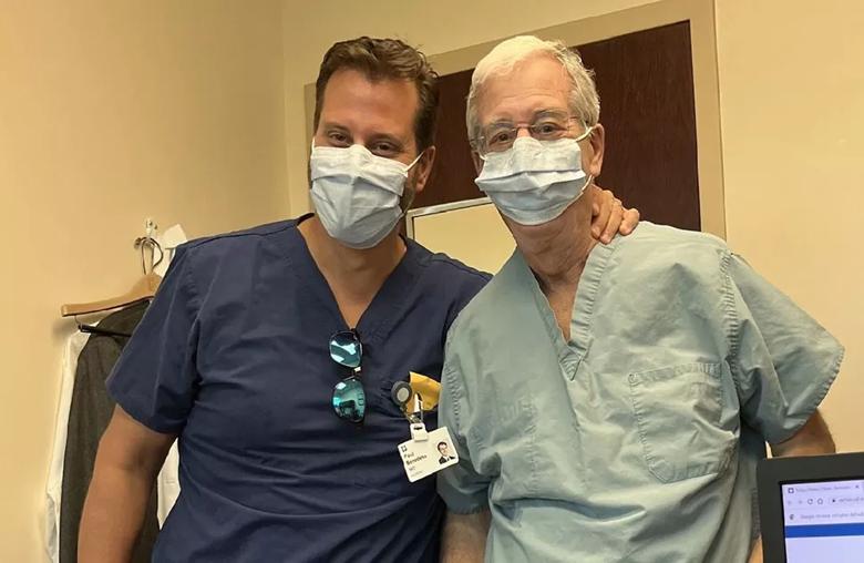 Dr. Benedetto welcomes a visit from his father Dr. Anthony V. Benedetto, at Cleveland Clinic Weston