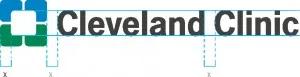 Cleveland Clinic logo with marked lines to show clearspace within the logo.