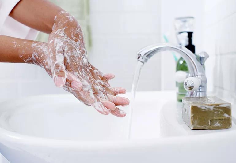 washing hands with soap