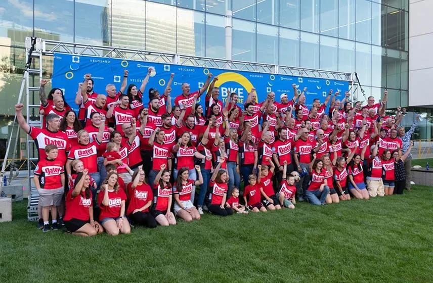 Group photo of Oatey employees at VeloSano event.