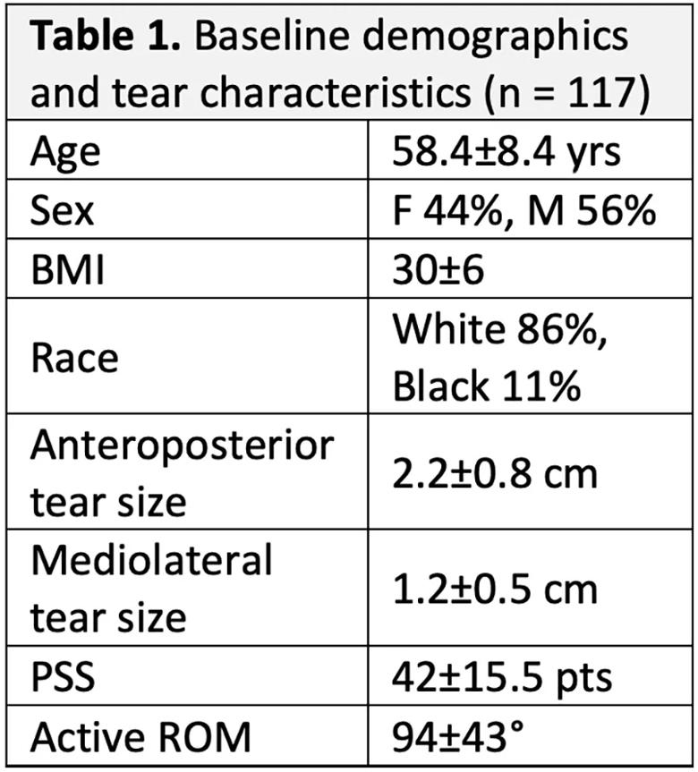 Table of baseline demographics and tear characteristics