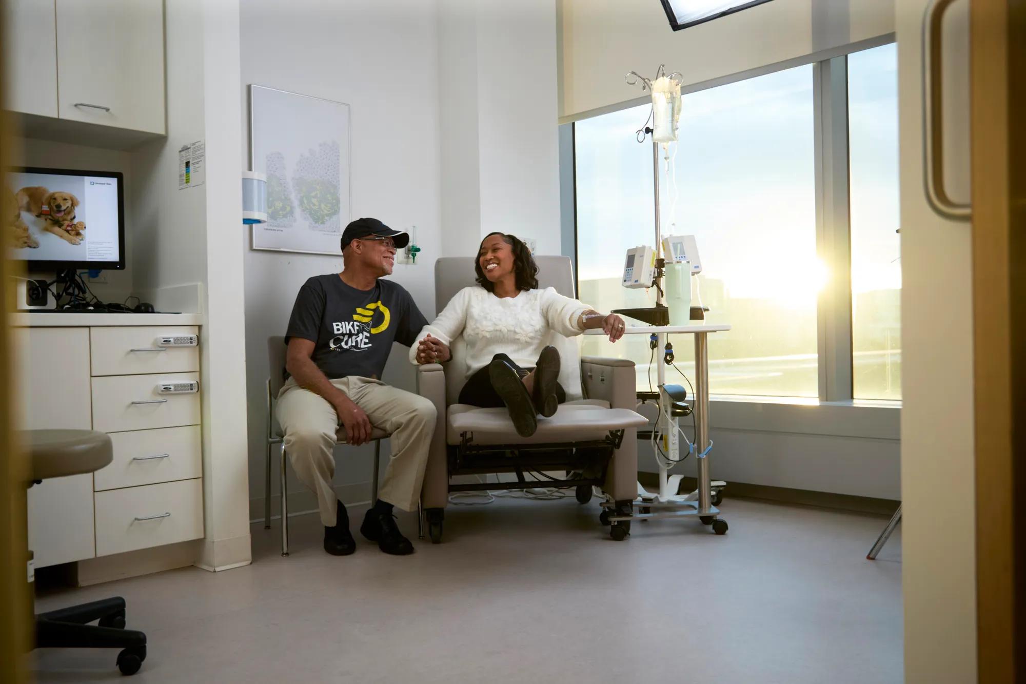 Patient having an infusion for cancer.
