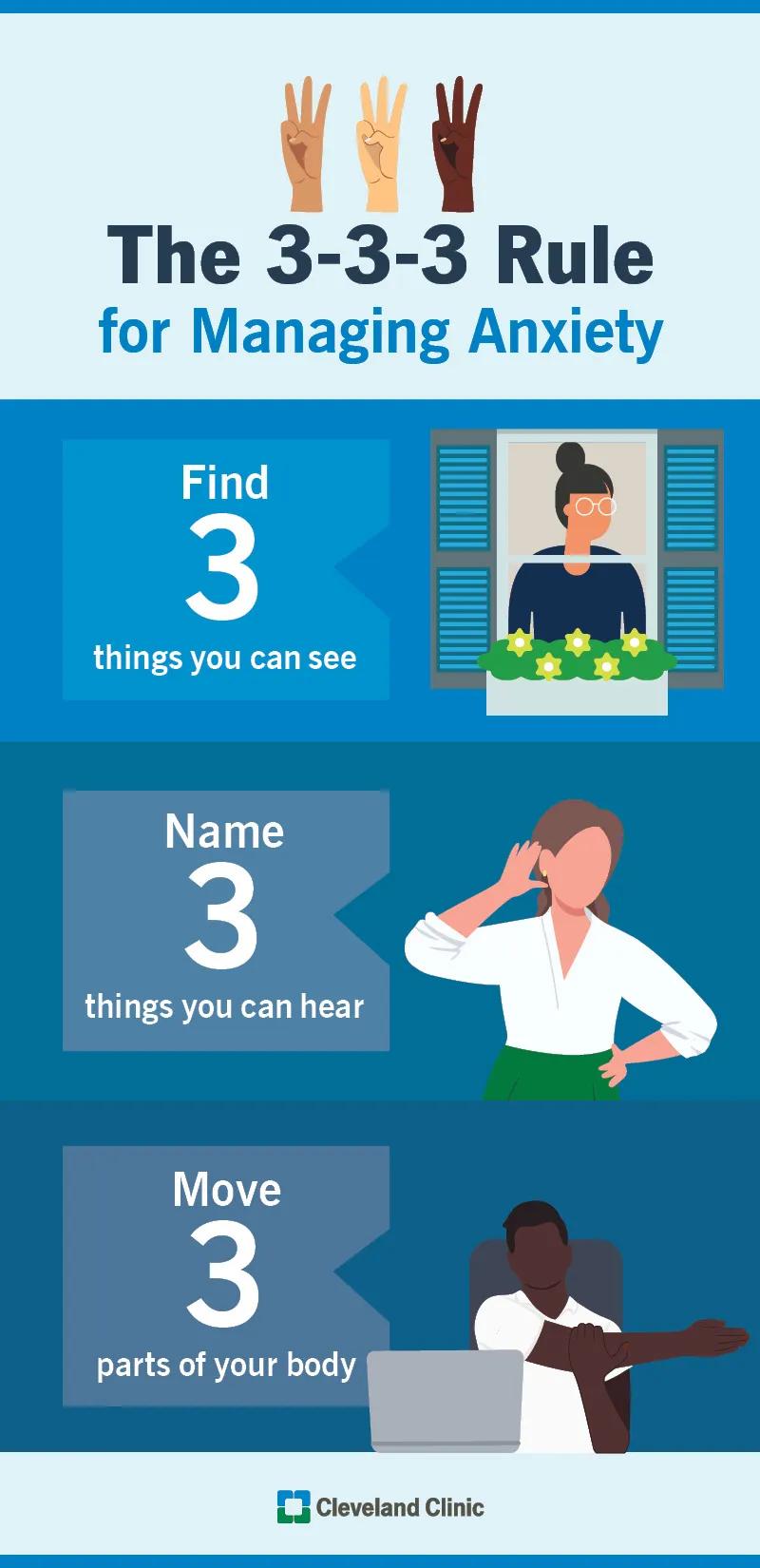 The 3-3-3 Rule steps for managing anxiety