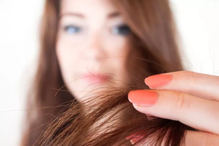 An image of hair close up with split ends.