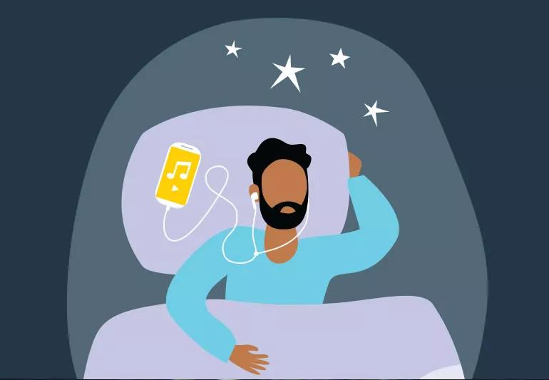 Listening to music while sleeping with headphones sale