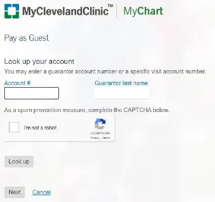 MyChart Pay as Guest