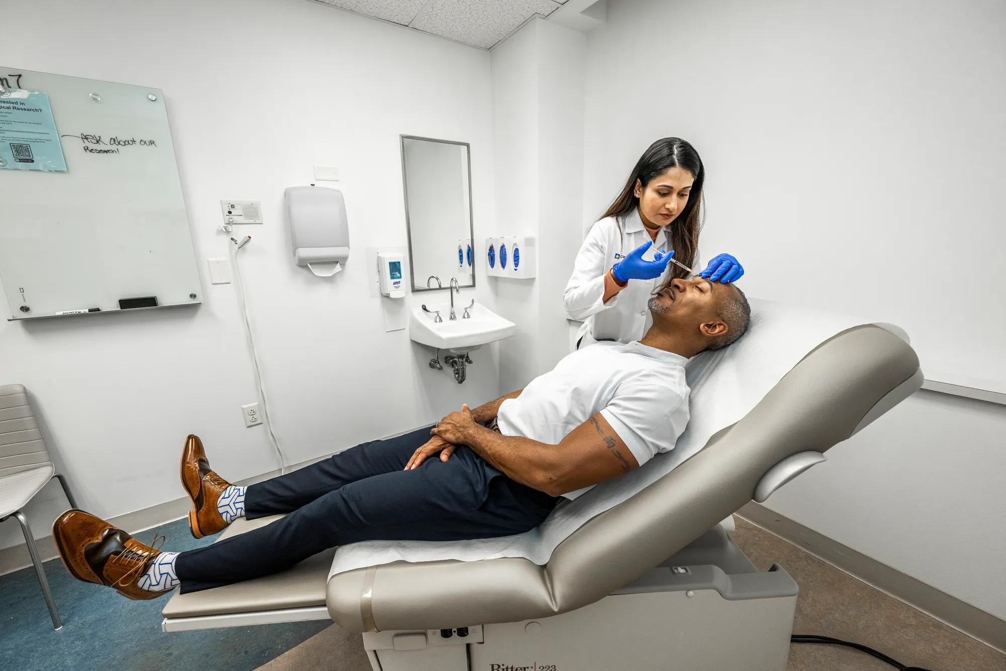 Patient receiving botox injection