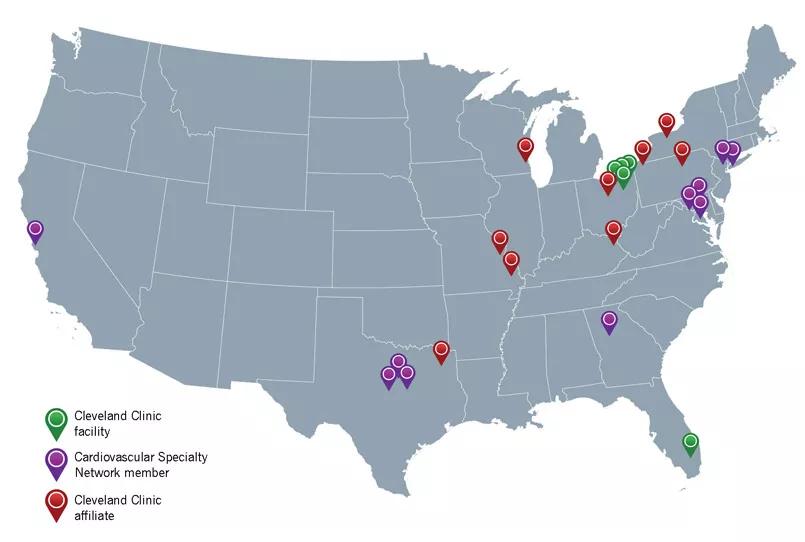 Map showing affiliates and members