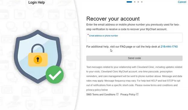 MyChart: Recover your account