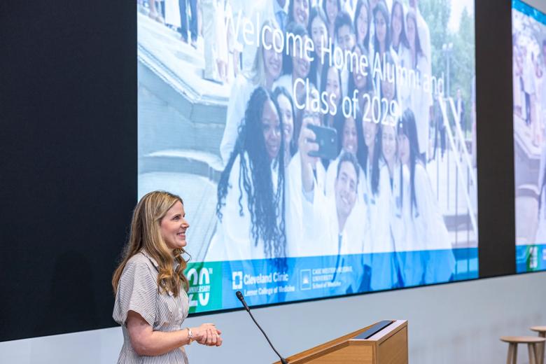 Christine Warren, MD, MS, introduced the Class of 2029 to the audience. 