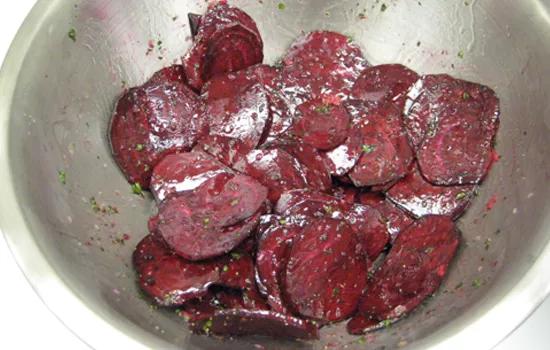 Place prepared beet in bowl with marinade and toss to coat