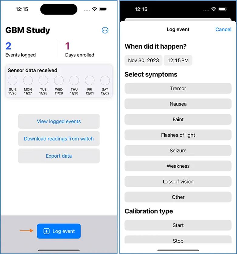 side-by-side app screenshots from a smartphone