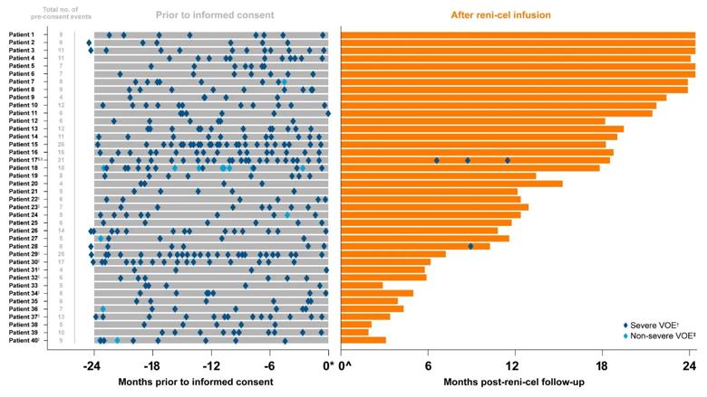 Graph of 40 patients treated with reni-cel gene therapy
