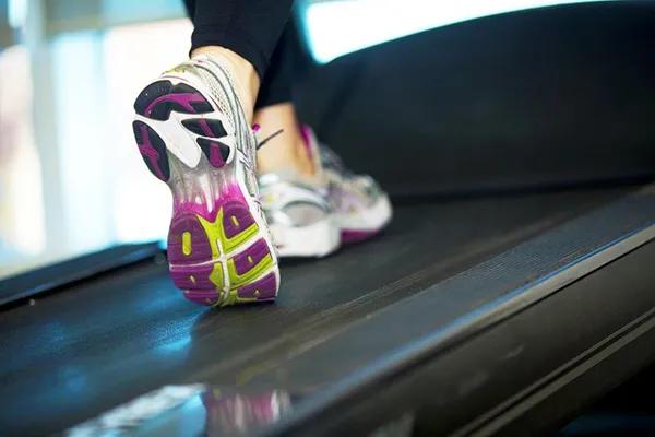 Patient running on treadmill.