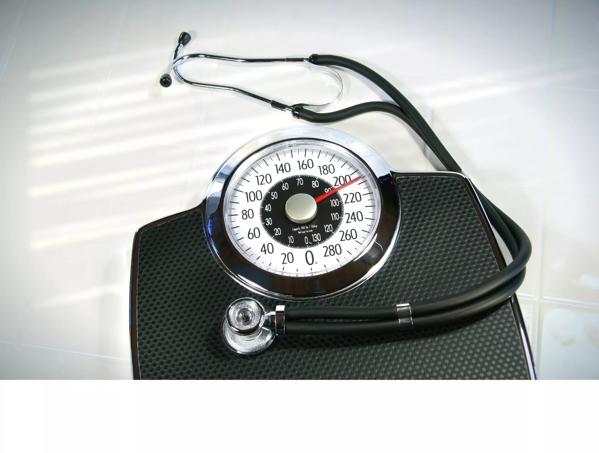 Weight scale with stethoscope