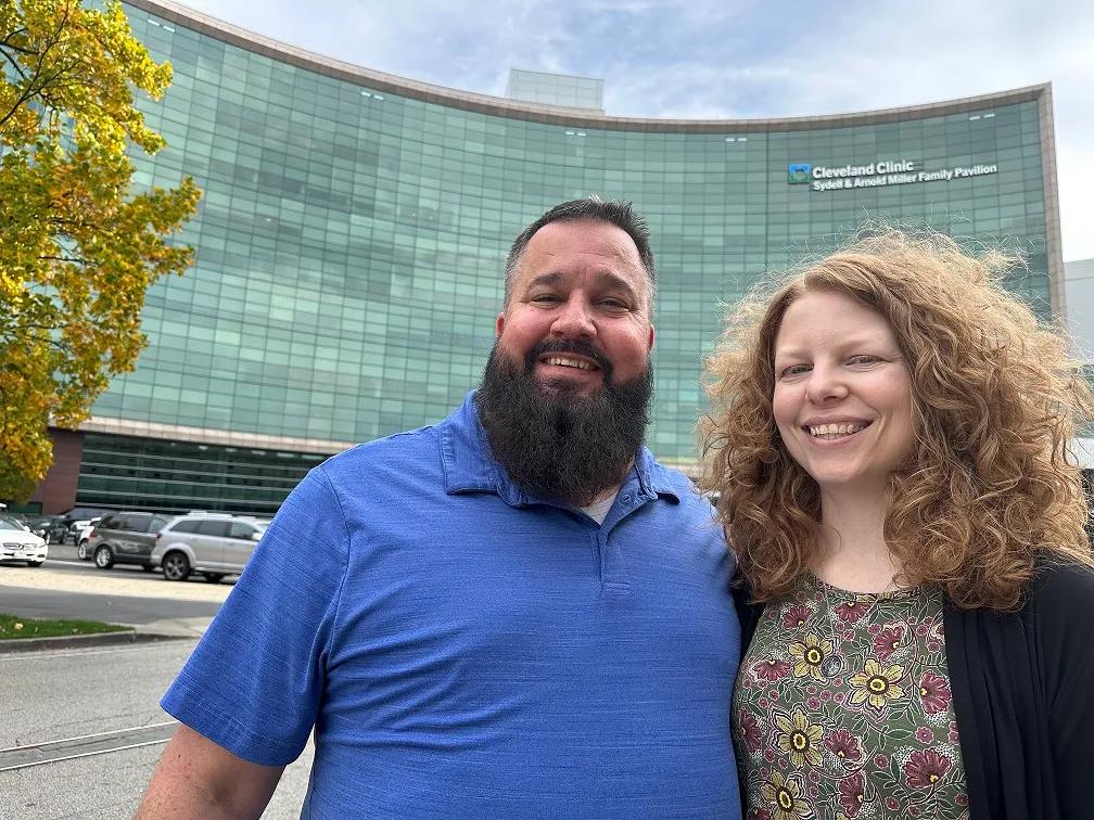 Patients in front of Cleveland Clinic's Miller Family Pavilion