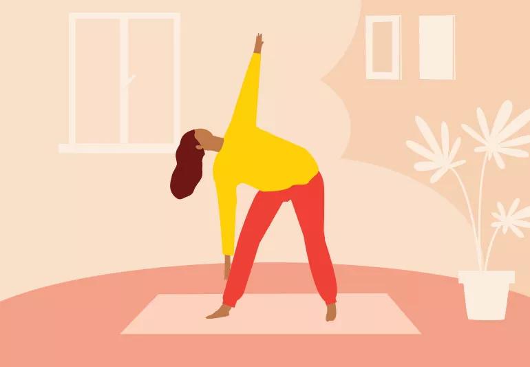 Woman doing standing side bend stretch exercise Vector Image