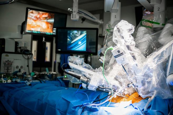 robotic surgery platform during an operation in the OR