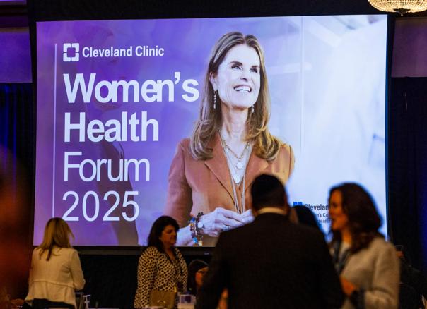 Backdrop of the Women's Health Forum 2025 with Maria Shriver
