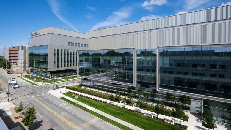 Two new research buildings on Cleveland Clinic’s Main Campus at E. 100th Street and Cedar Avenue.