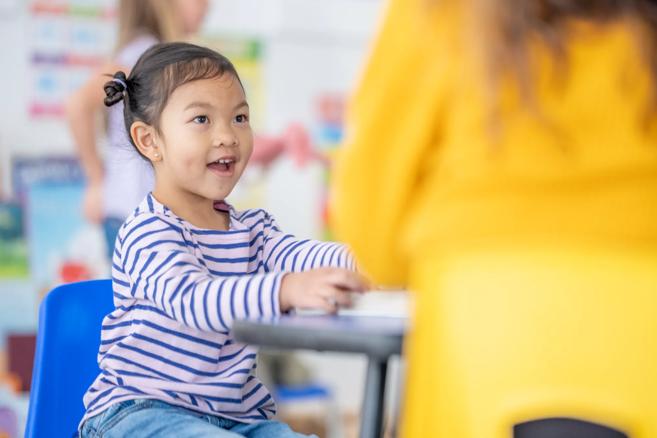 Child in speech therapy