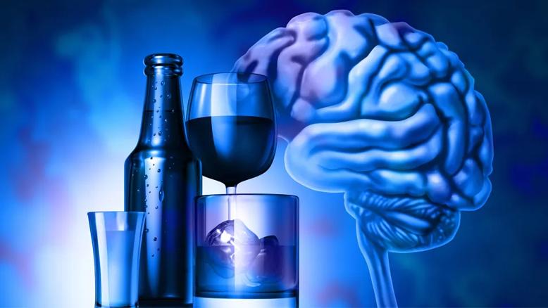Alcohol use and brain disorder concept