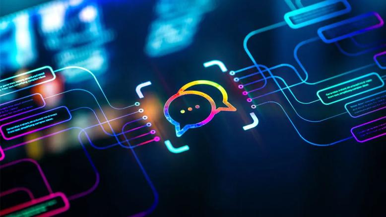 Chat bubble on digital background