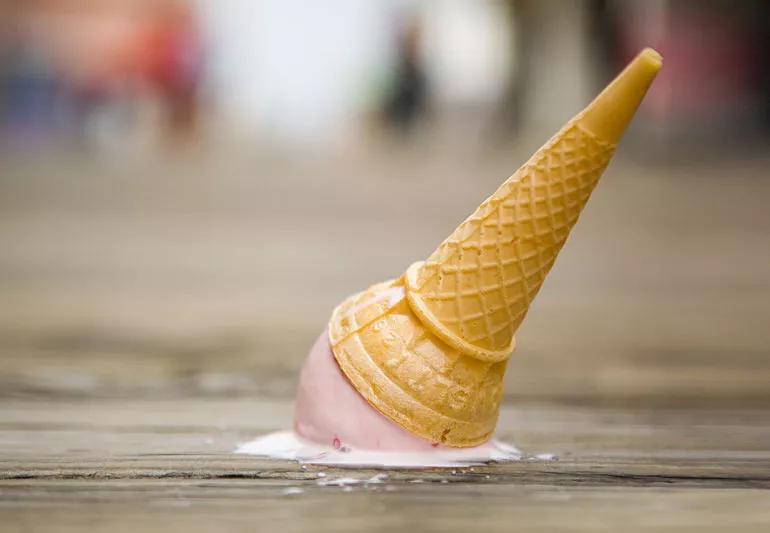 ice cream cone dropped on floor