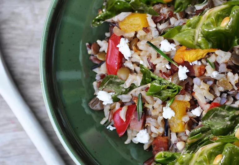 brown rice wtih veggetables and swiss chard