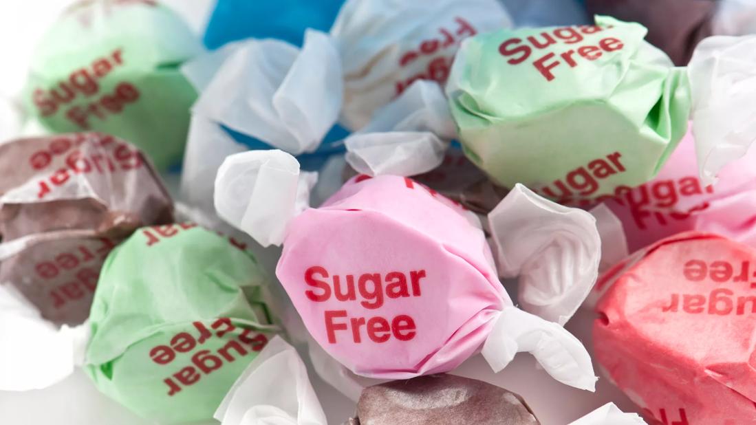 Image of wrapped candies with sugar-free written on them