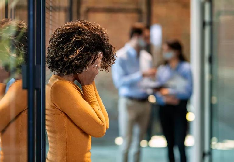 woman upset at work