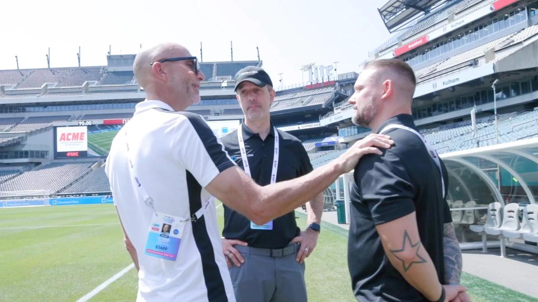 Sports medicine providers at the stadium preparing for a Premier League match