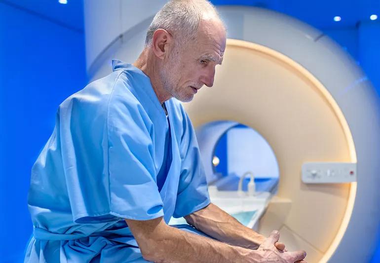 elderly man before MRI scan