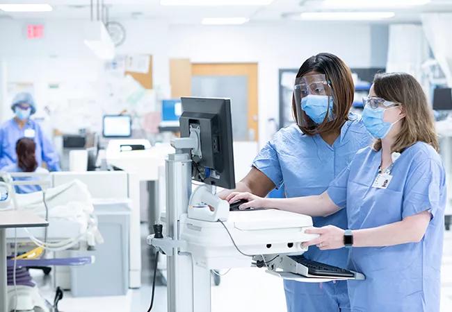 Nurses using computers