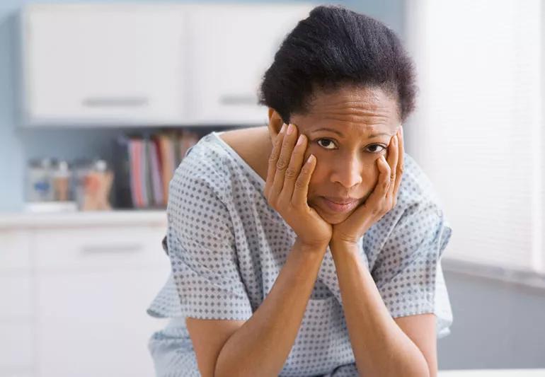 woman concerned at doc office