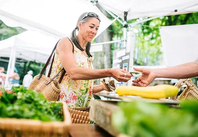 Farmers Market Shopping Mature Woman