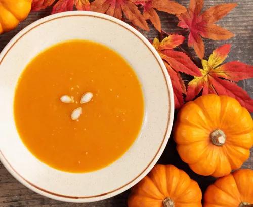 A bowl of pumpkin soup