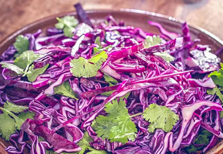 red cabbage with cilantro and orange zest