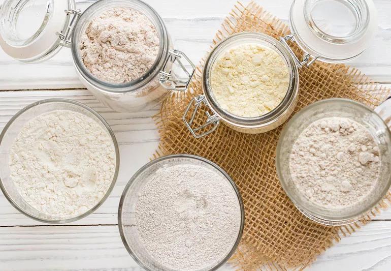 Different flour substitutes in jars