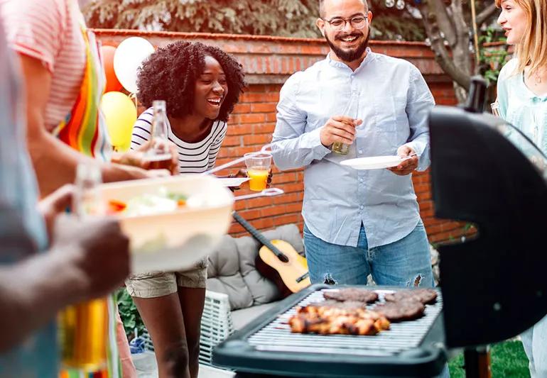 Group of friends having cookout